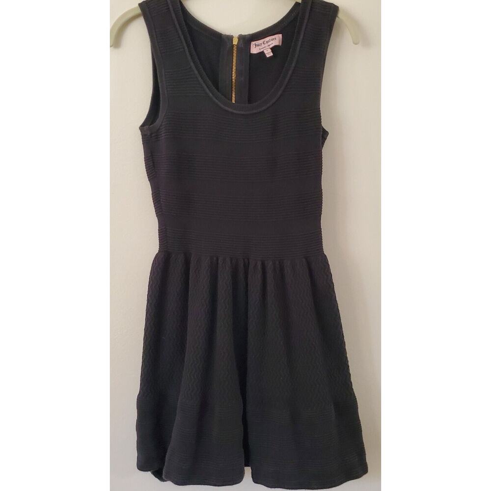 Juicy Couture Exposed Logo Zipper Back Little Black Dress Fitted Size S Stretch